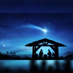 Blue Christmas Nativity Scene Printed Outdoor PVC Banner 2.4m x 4m