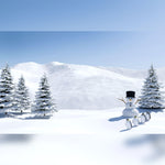 Snow Scene with Snowman and Penguins Printed Outdoor PVC Banner 2.4m x 4m