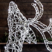 1m White Wicker Standing Reindeer with 160 White LEDs