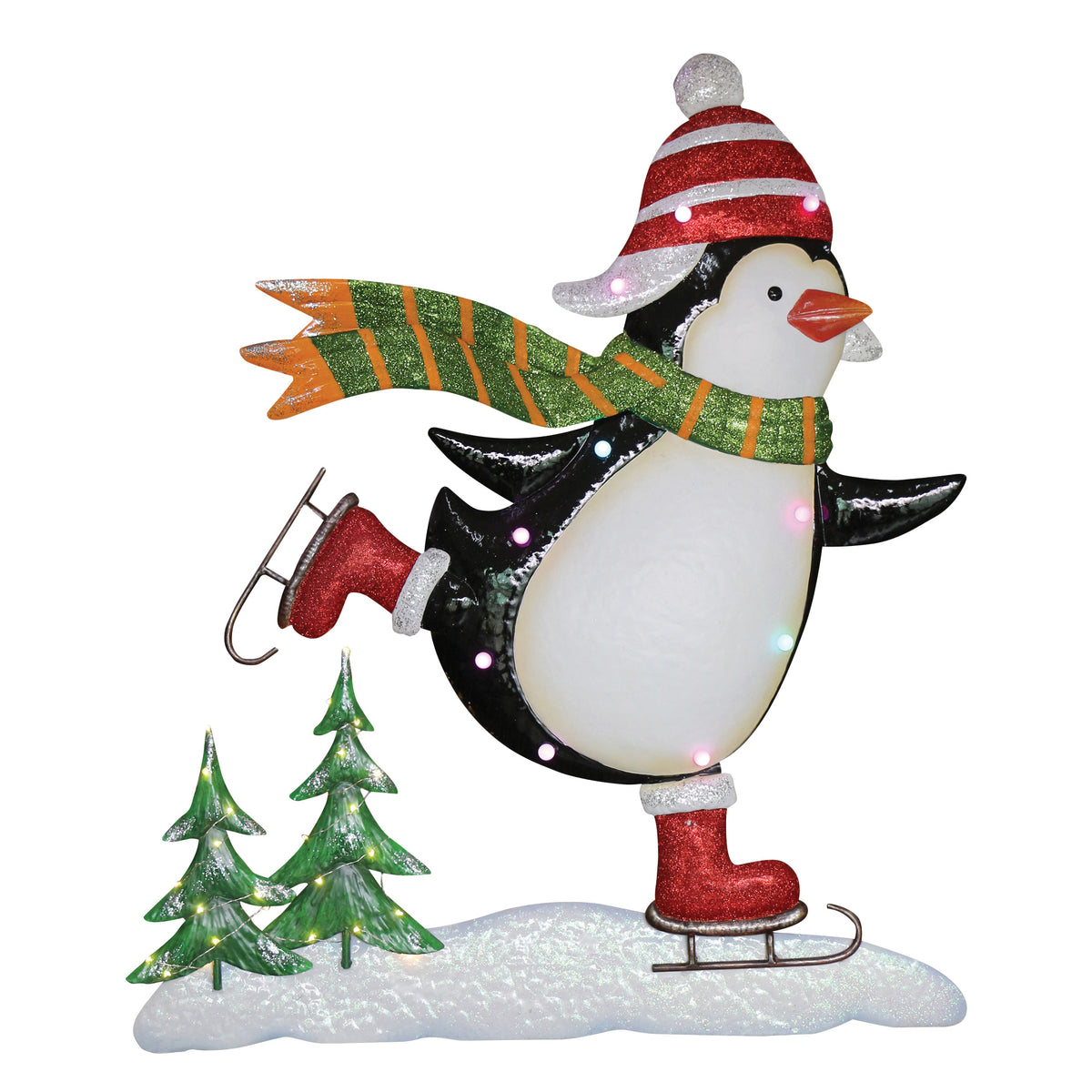 97cm LED Lit Ice Skating Penguin Commercial Christmas Display Prop