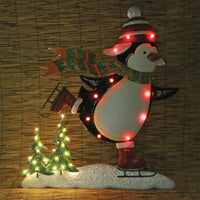 97cm LED Lit Ice Skating Penguin Commercial Christmas Display Prop - 2