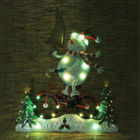 1.2m Fun Metal Snowman on Bike With LED Lights Display Prop - 2