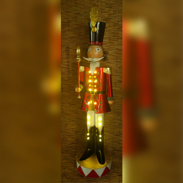1.8m Metal Pre Lit Christmas Soldier with Sceptre Display Prop
