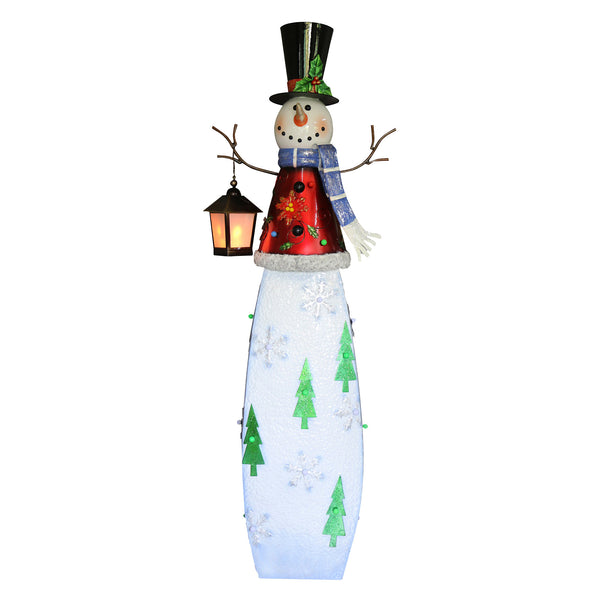 1.7m Metal Snowman Holding Lantern With LED Lights Display Prop