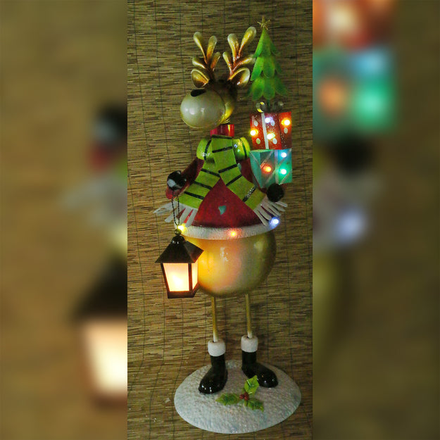 1.5m Metal Christmas Reindeer with Presents & Lamp Display Prop