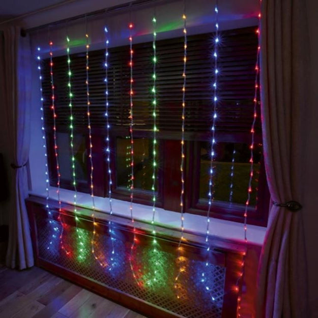 240 Multi Coloured LED Waterfall Curtain Light 1.5m x 2m