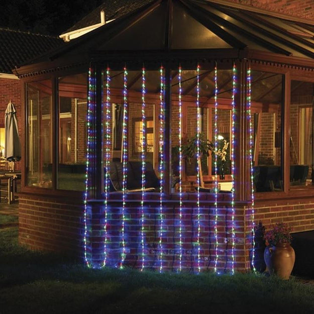 240 Multi Coloured LED Waterfall Curtain Light 1.5m x 2m