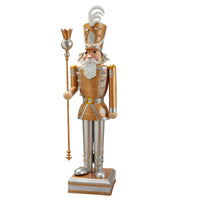 4ft Gold and Silver In Lit Christmas Nutcracker Guard - 2
