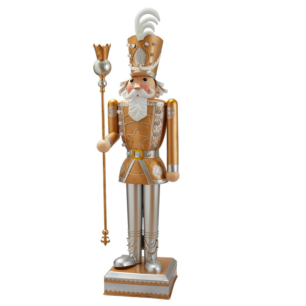 4ft Gold and Silver In Lit Christmas Nutcracker Guard