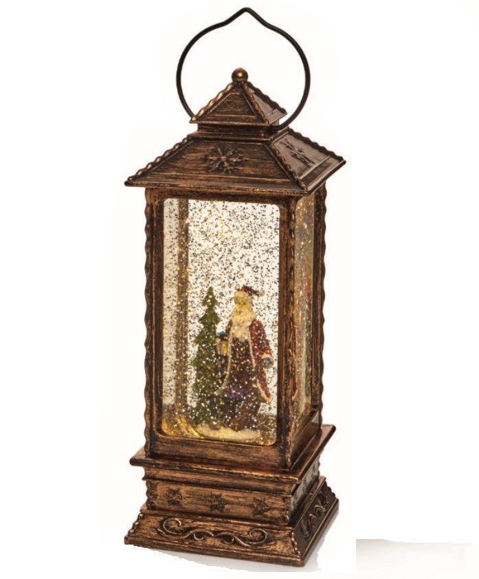 Oblong Lantern Water Spinner with Santa Design
