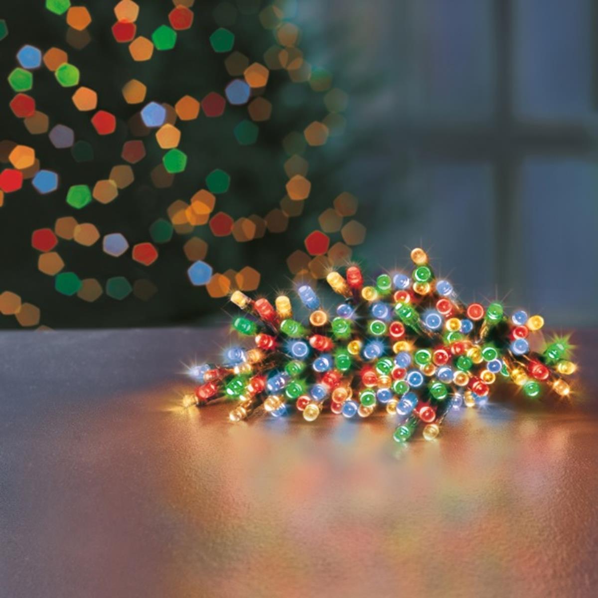 100 Multi Coloured Multi Action Battery Powered LED Lights with Timer