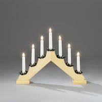 Natural Wooden Candlestick Lit Window Arch