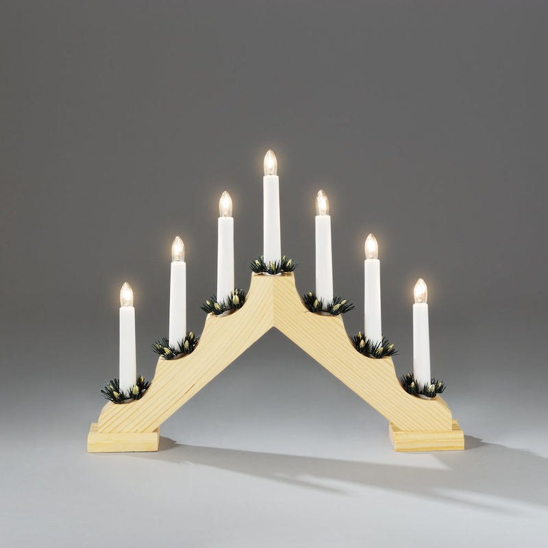 Natural Wooden Candlestick Lit Window Arch
