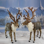 Set of 2 Full Size Animated Talking Duet Singing Nordic Christmas Reindeer