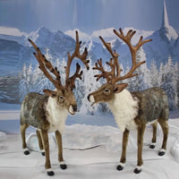 Set of 2 Full Size Animated Talking Singing Nordic Christmas Reindeer