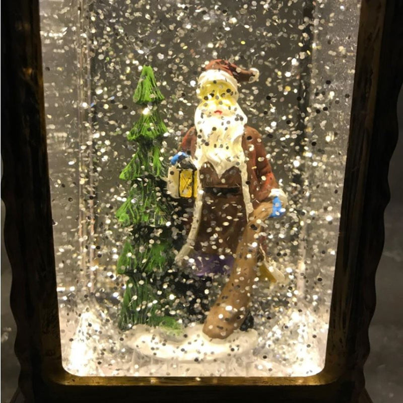 Oblong Lantern Water Spinner with Santa Design