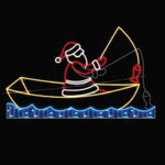 6ft Santa in Fishing Boat Animated Christmas Neon Rope Light Display