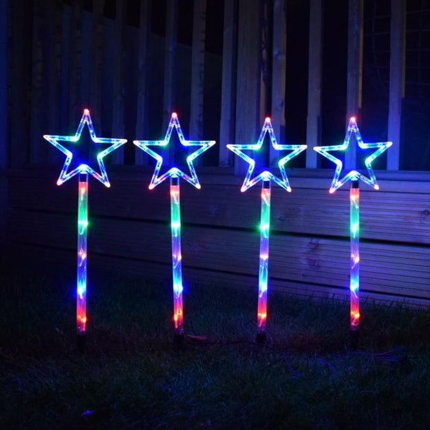 Pack of 4 LED Multi Coloured Star Pathfinder Lights