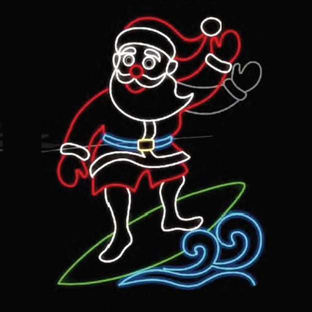 1.5m Waving Santa on Surf Board Animated Christmas Neon Rope Light Display