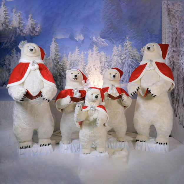 5 Piece Fully Animated Singing Polar Bear Christmas Choir