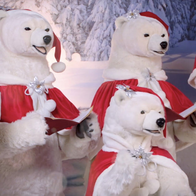 5 Piece Fully Animated Singing Polar Bear Christmas Choir