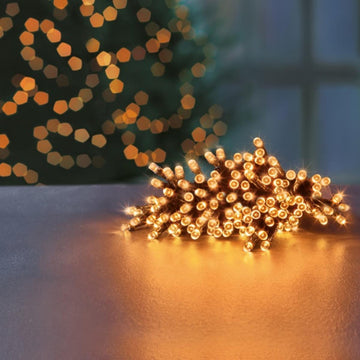 100 Vintage Gold Multi Action Battery Powered LED Lights with Timer