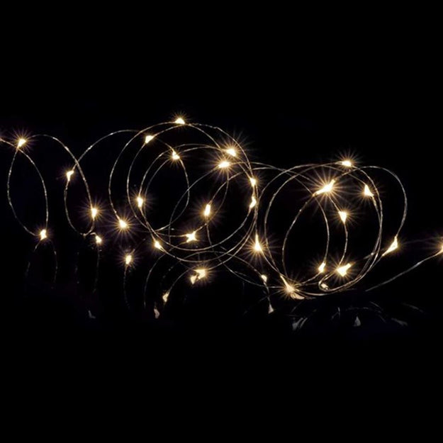 100 Warm White Multi Action LED Pin Wire Battery Powered MicroBrights