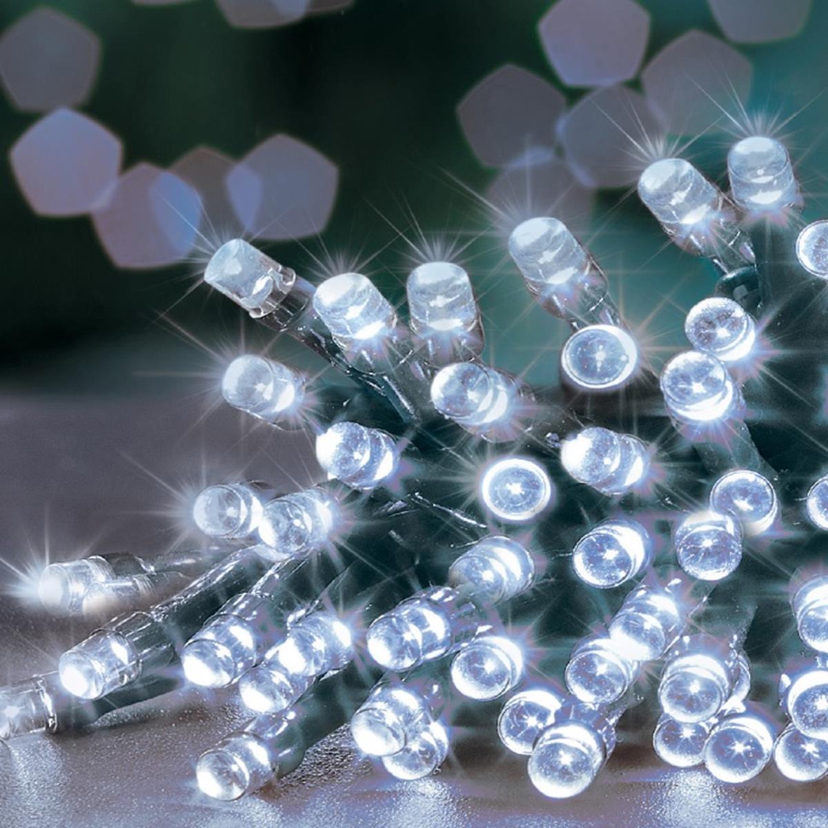 50 White Multi Action Battery Powered LED Lights with Timer