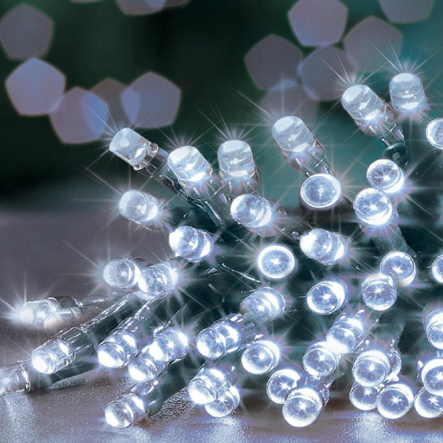 50 White Multi Action Battery Powered LED Lights with Timer